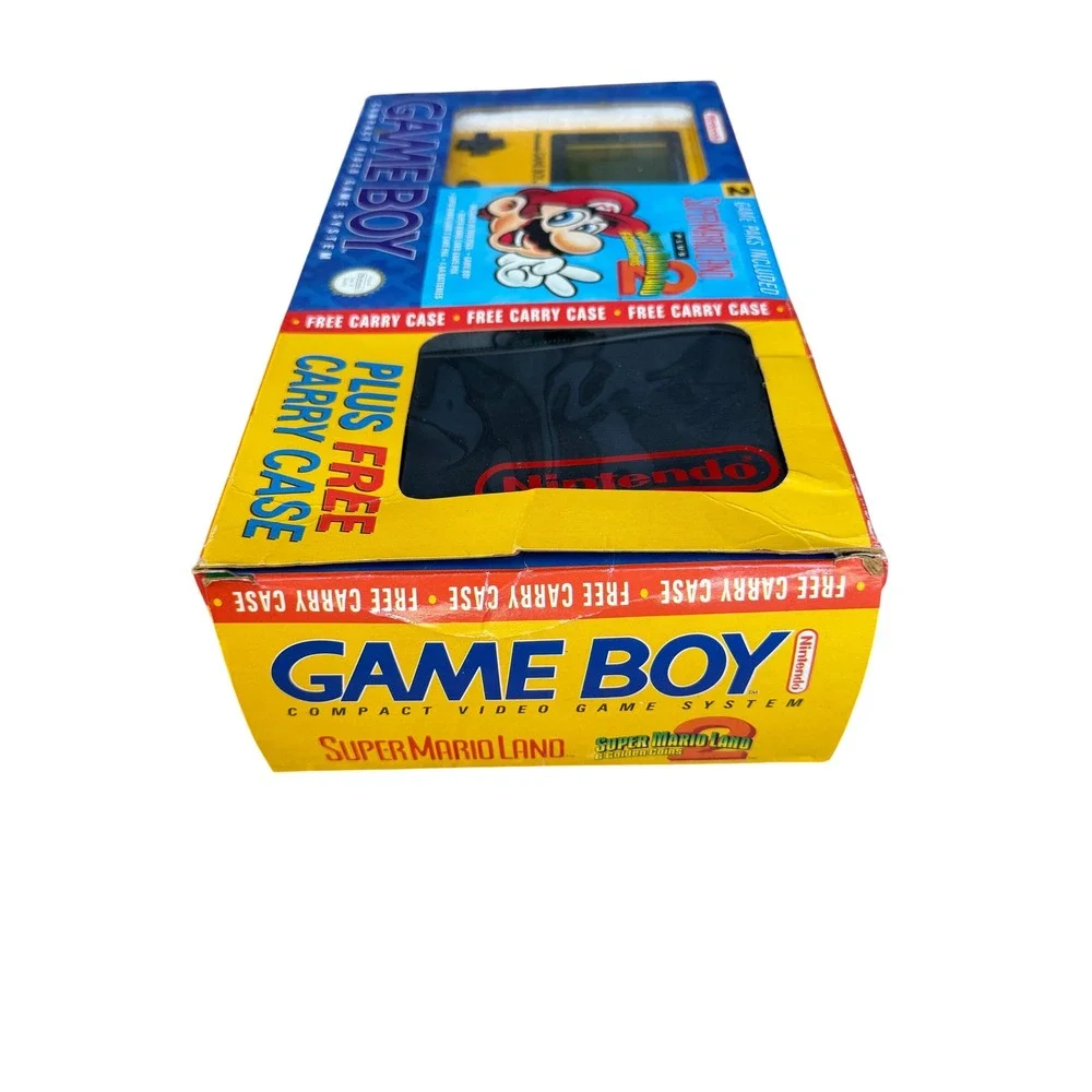 Nintendo Game Boy Yellow DMG-01 Super Mario Land 1 & 2 Bundle with Case Boxed